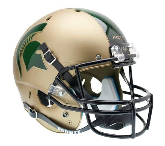 Michigan State Spartans NCAA Schutt XP Full Size Replica Helmet - Gold Alternative Helmet 1