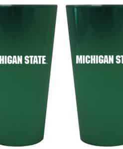 Michigan State Spartans NCAA Lusterware Pint Glass  -  Set of 2