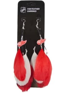 Detroit Red Wings NHL Team Color Feather Earrings