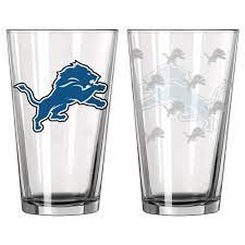 Detroit Lions NFL Satin Etch Pint Glass Set