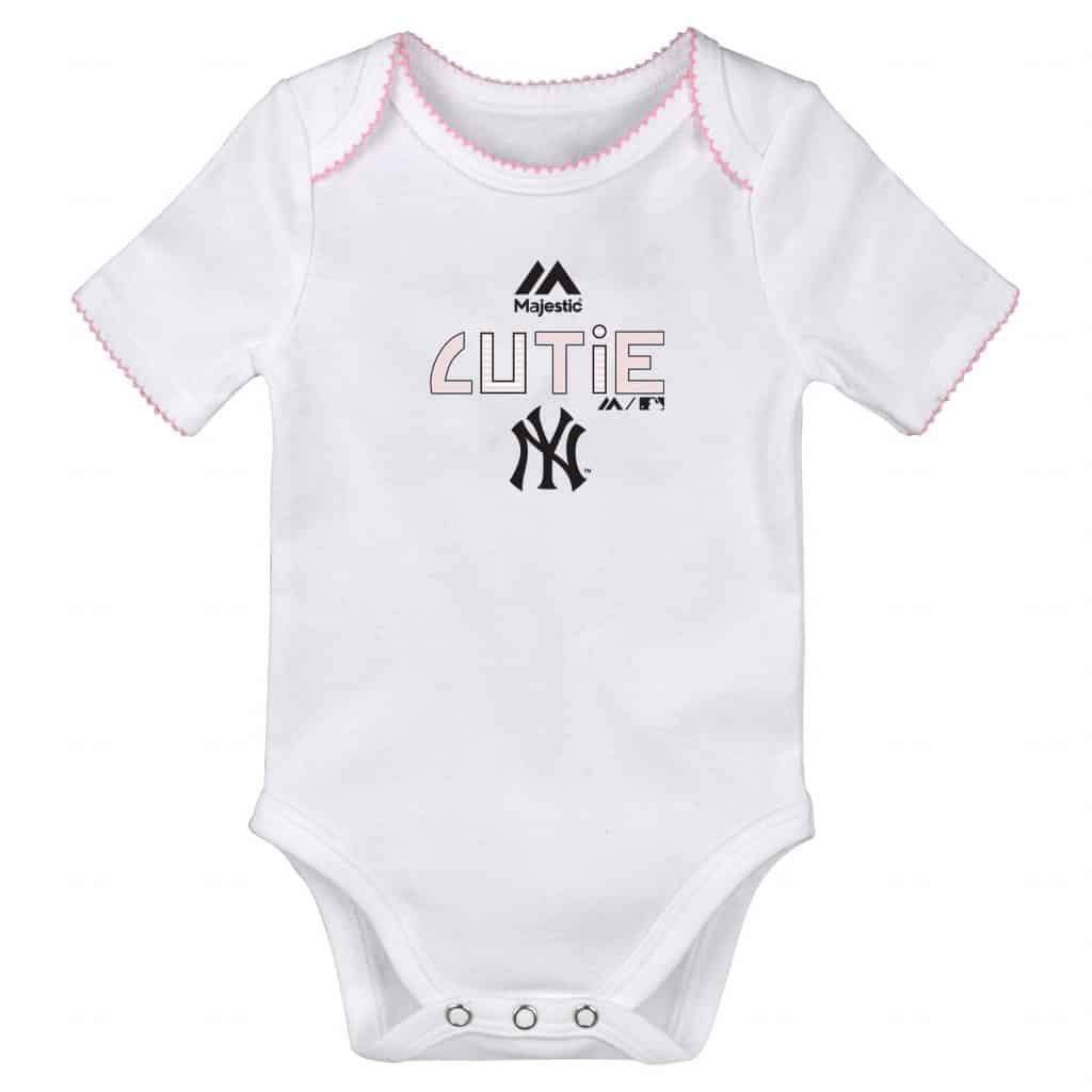 New York Yankees Baby Girls Cutie White Pink Creeper Tutu Leggings 2 Piece Set - Image 3