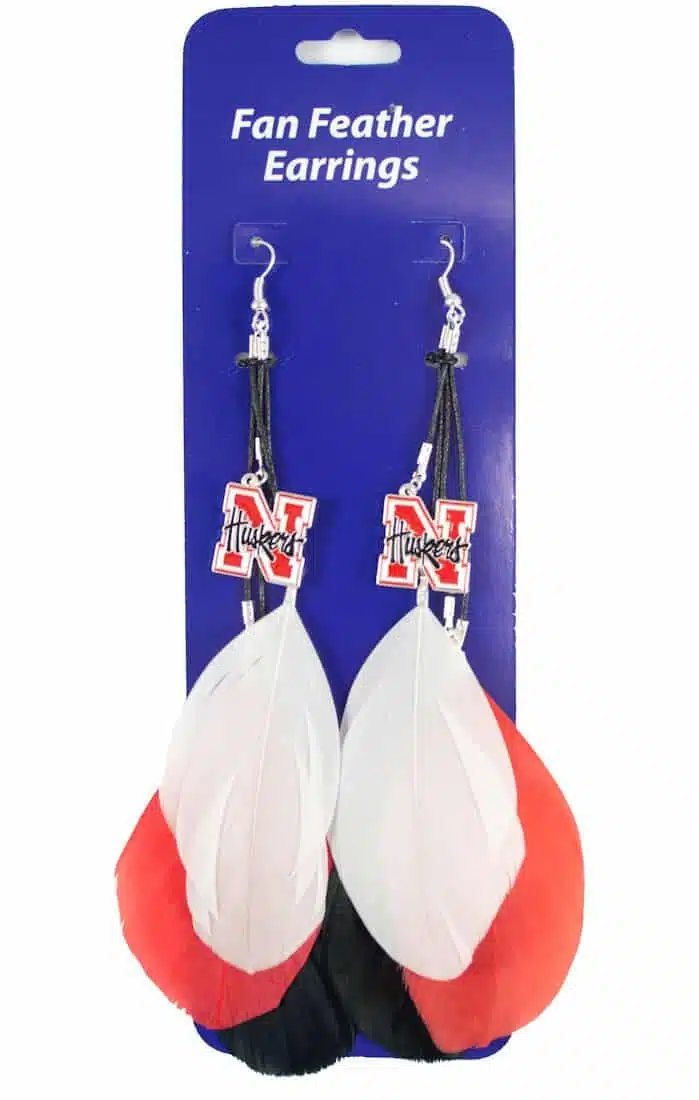 Nebraska Cornhuskers Team Color Feather Earrings
