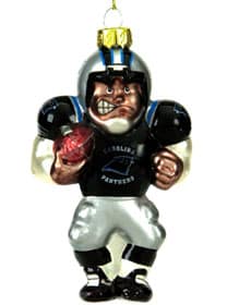 Carolina Panthers Blown Glass Football Player Ornament