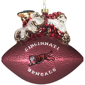 Cincinnati Bengals 5 1/2" Peggy Abrams Glass Football Ornament