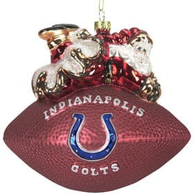 Indianapolis Colts 5 1/2" Peggy Abrams Glass Football Ornament