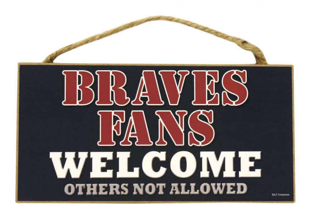 Atlanta Braves Fans Wood Sign - 5"x10" Welcome