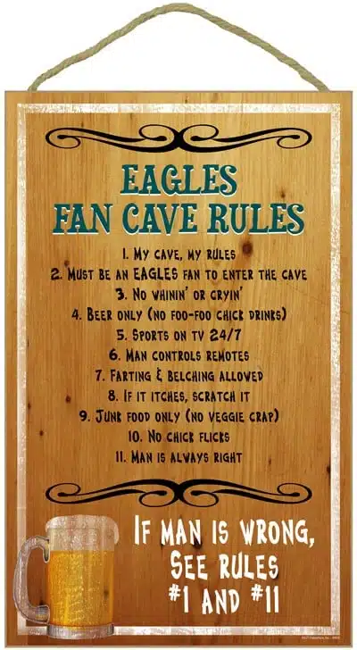 Philadelphia Eagles Fan Cave Rules Wood Sign