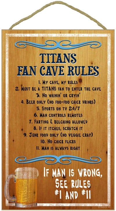 Tennessee Titans Fan Cave Rules Wood Sign