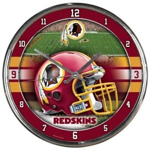 Washington Redskins Round Chrome Wall Clock