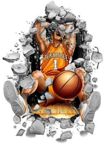 Tennessee Volunteers Wallcrasher Wall Decal - Basketball 2'