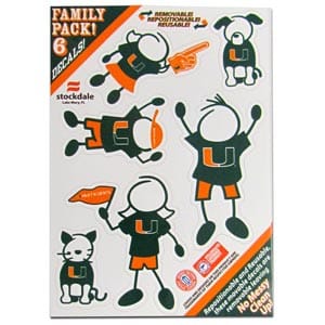 Miami Hurricanes 5"x7" Family Car Decal Sheet