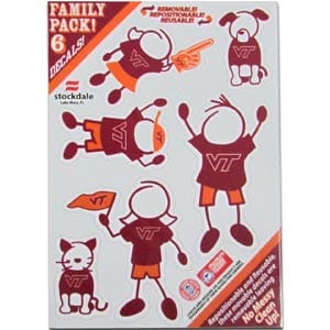 Virginia Tech Hokies 5"x7" Family Car Decal Sheet