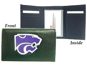 Kansas State Wildcats Embroidered Leather Tri-Fold Wallet