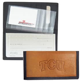 TCU Horned Frogs Leather/Nylon Embossed Checkbook Cover