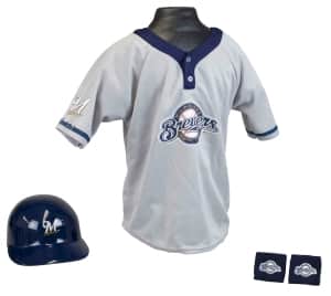 Milwaukee Brewers Baseball Helmet and Jersey Set