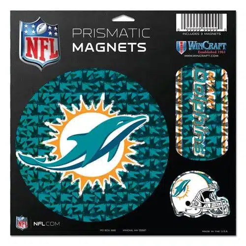 Miami Dolphins Magnets - 11"x11 Prismatic Sheet