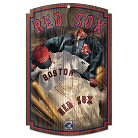 Boston Red Sox Wood Sign w/ Throwback Jersey