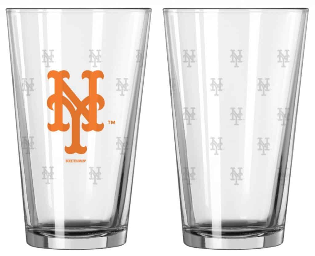 New York Mets Satin Etch Pint Glass Set
