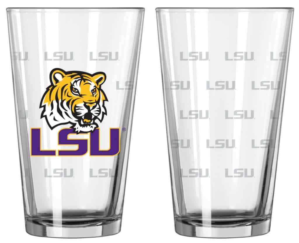 LSU Tigers Satin Etch Pint Glass Set