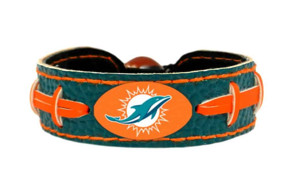 Miami Dolphins Team Color Football Bracelet