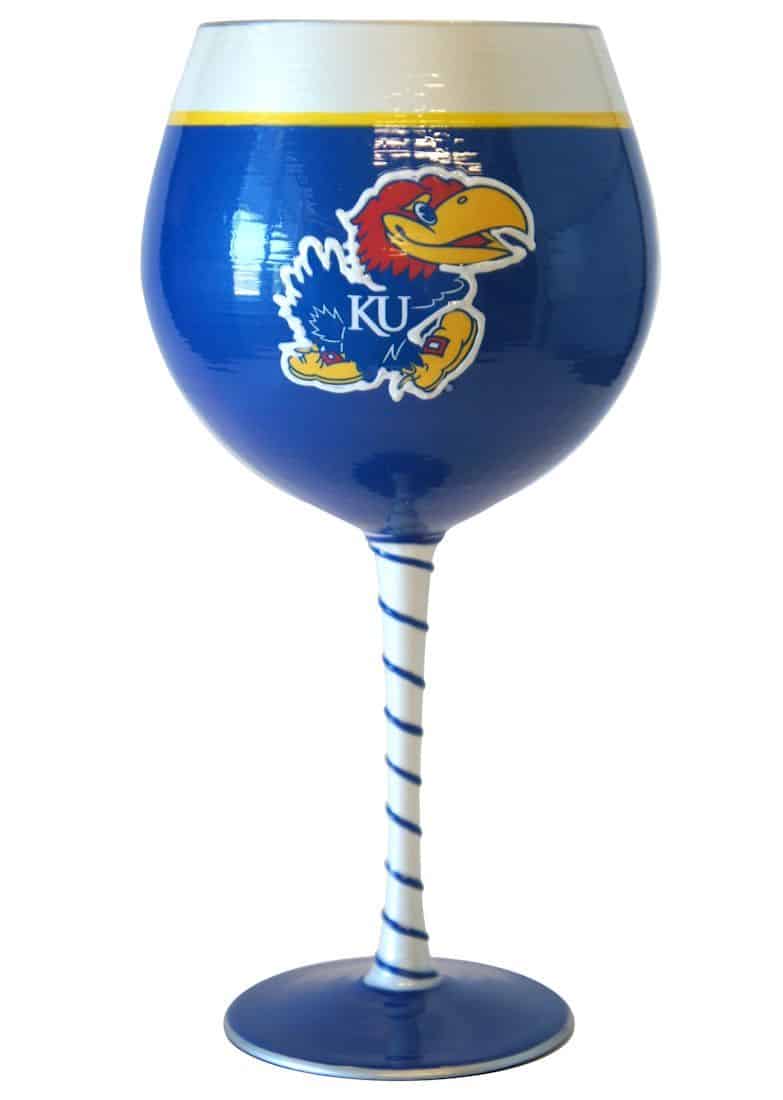 Kansas Jayhawks Artisan Wine Glass