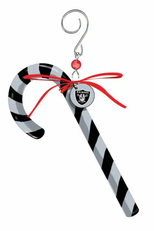 Oakland Raiders Clay Dough Candy Cane Ornament
