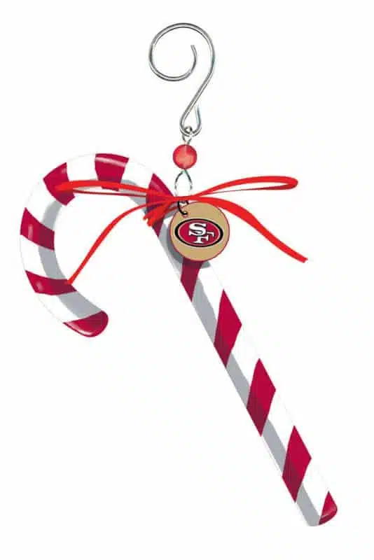 San Francisco 49ers Clay Dough Candy Cane Ornament