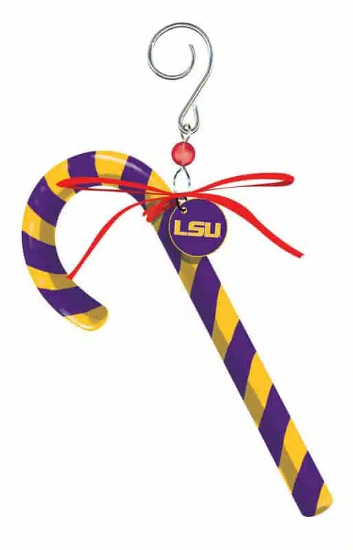 LSU Tigers Clay Dough Candy Cane Ornament