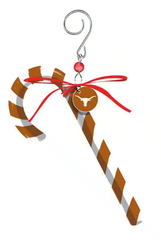 Texas Longhorns Clay Dough Candy Cane Ornament