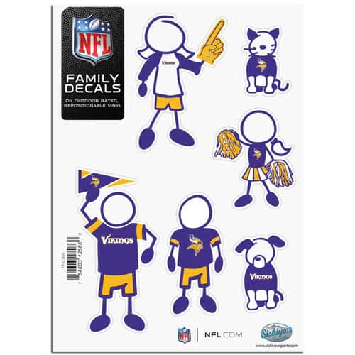Minnesota Vikings 5"x7" Family Car Decal Sheet