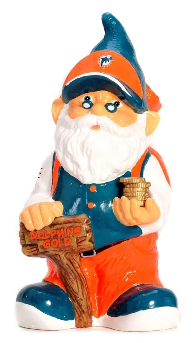 Miami Dolphins Garden Gnome Coin Bank