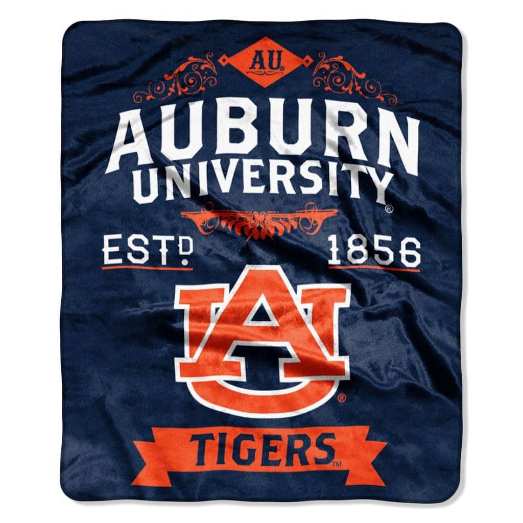 Auburn Tigers 50"x60" Royal Plush Raschel Throw Blanket - Label Design