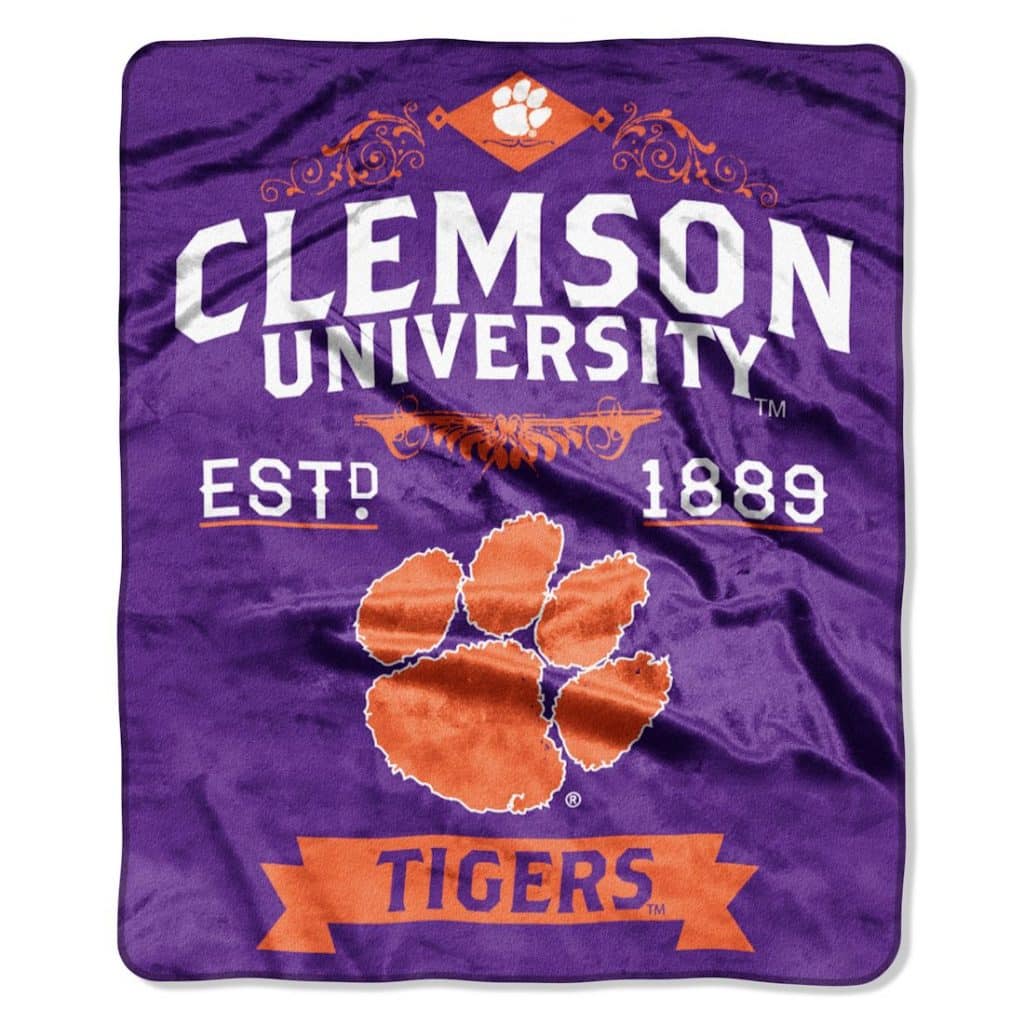 Clemson Tigers 50"x60" Royal Plush Raschel Throw Blanket - Label Design