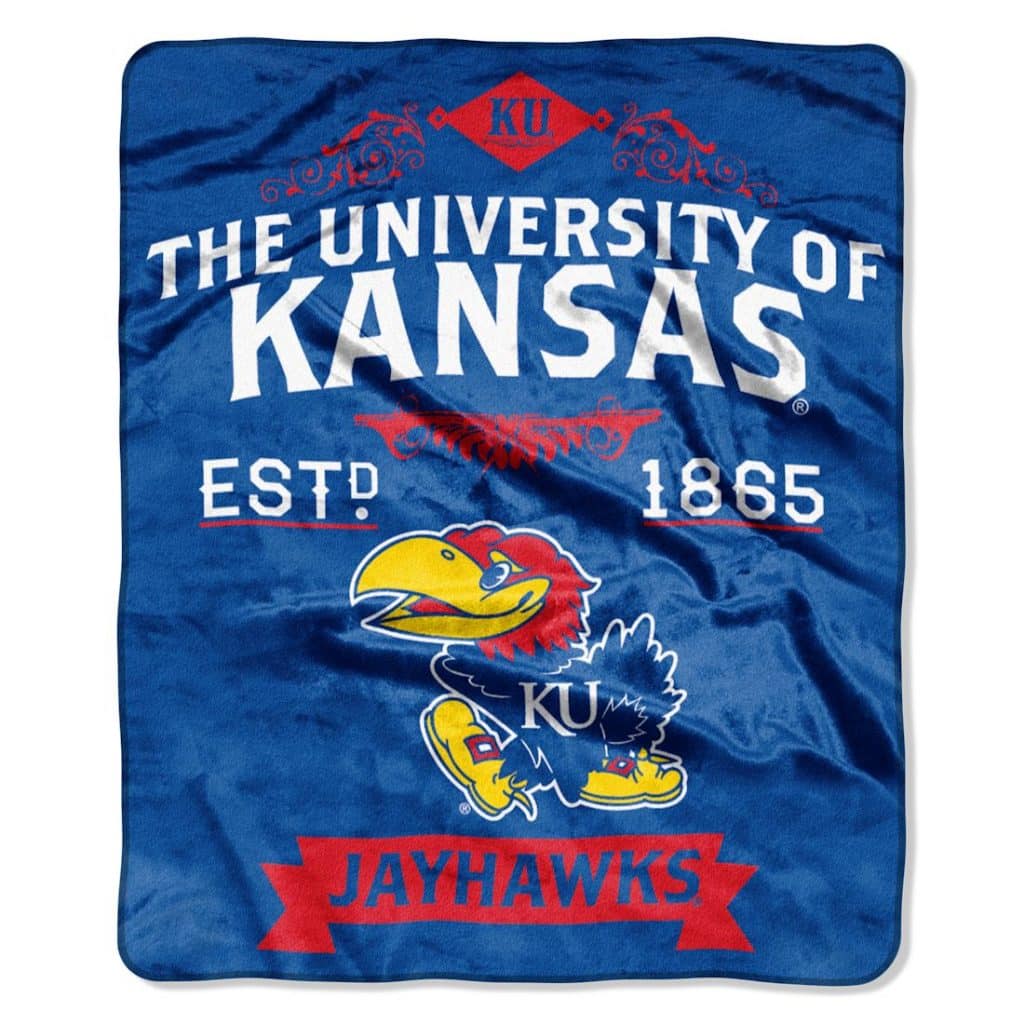 Kansas Jayhawks 50"x60" Royal Plush Raschel Throw Blanket - Label Design