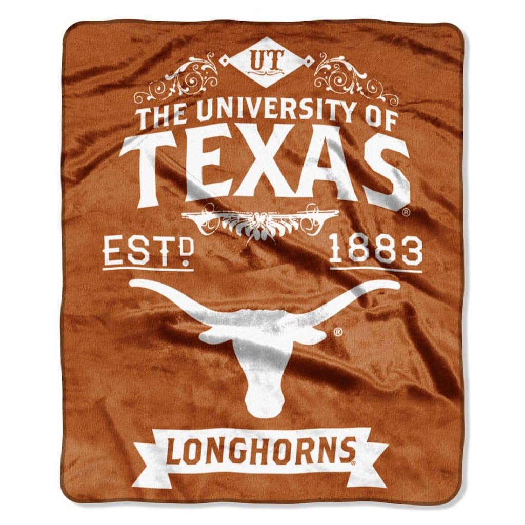 Texas Longhorns 50"x60" Royal Plush Raschel Throw Blanket - Label Design