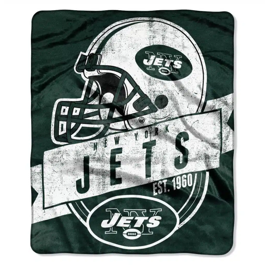 New York Jets 50"x60" Royal Plush Raschel Throw Blanket - Grandstand Design