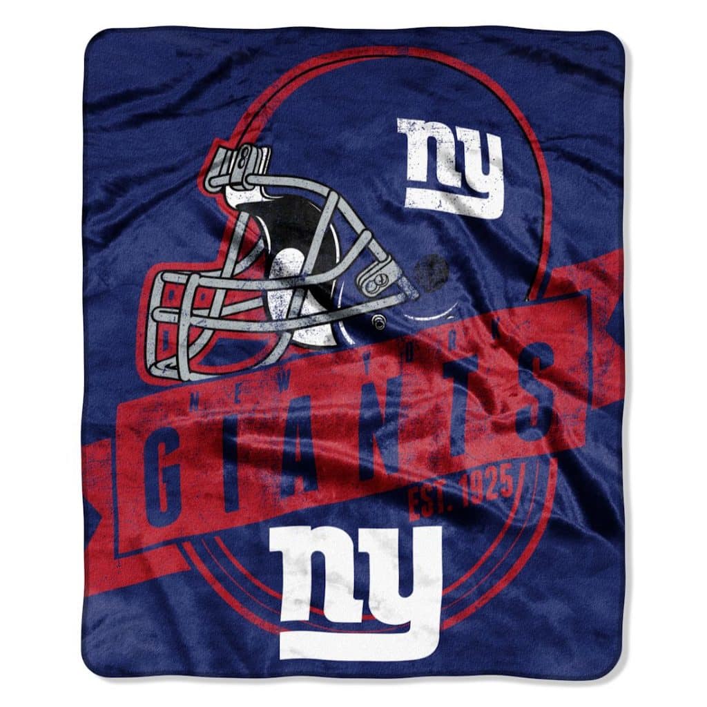 New York Giants 50"x60" Royal Plush Raschel Throw Blanket - Grandstand Design