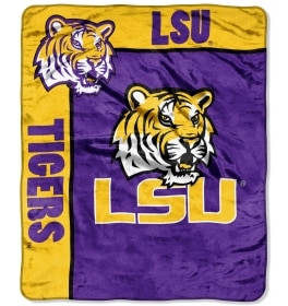 LSU Tigers 50"x60" Royal Plush Raschel Throw Blanket - School Spirit Style