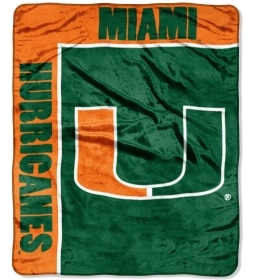 Miami Hurricanes 50"x60" Royal Plush Raschel Throw Blanket - School Spirit Design