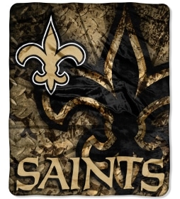 New Orleans Saints 50"x60" Roll Out Style Royal Plush Raschel Throw Blanket