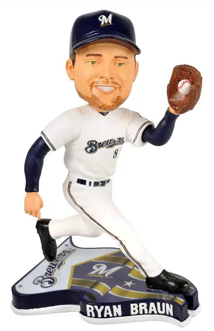 Milwaukee Brewers Ryan Braun Forever Collectibles Pennant Base Bobble Head