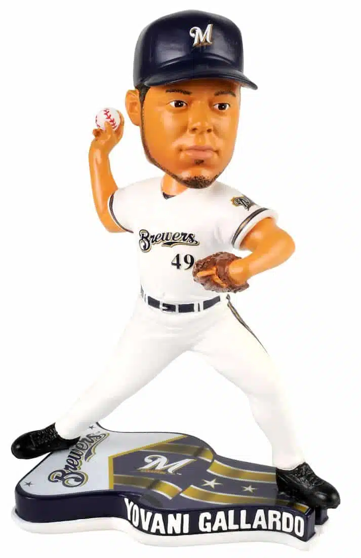 Milwaukee Brewers Yovani Gallardo Forever Collectibles Pennant Base Bobble Head