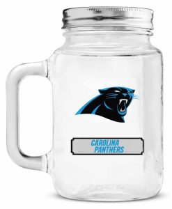 Carolina Panthers Mason Jar Glass With Lid