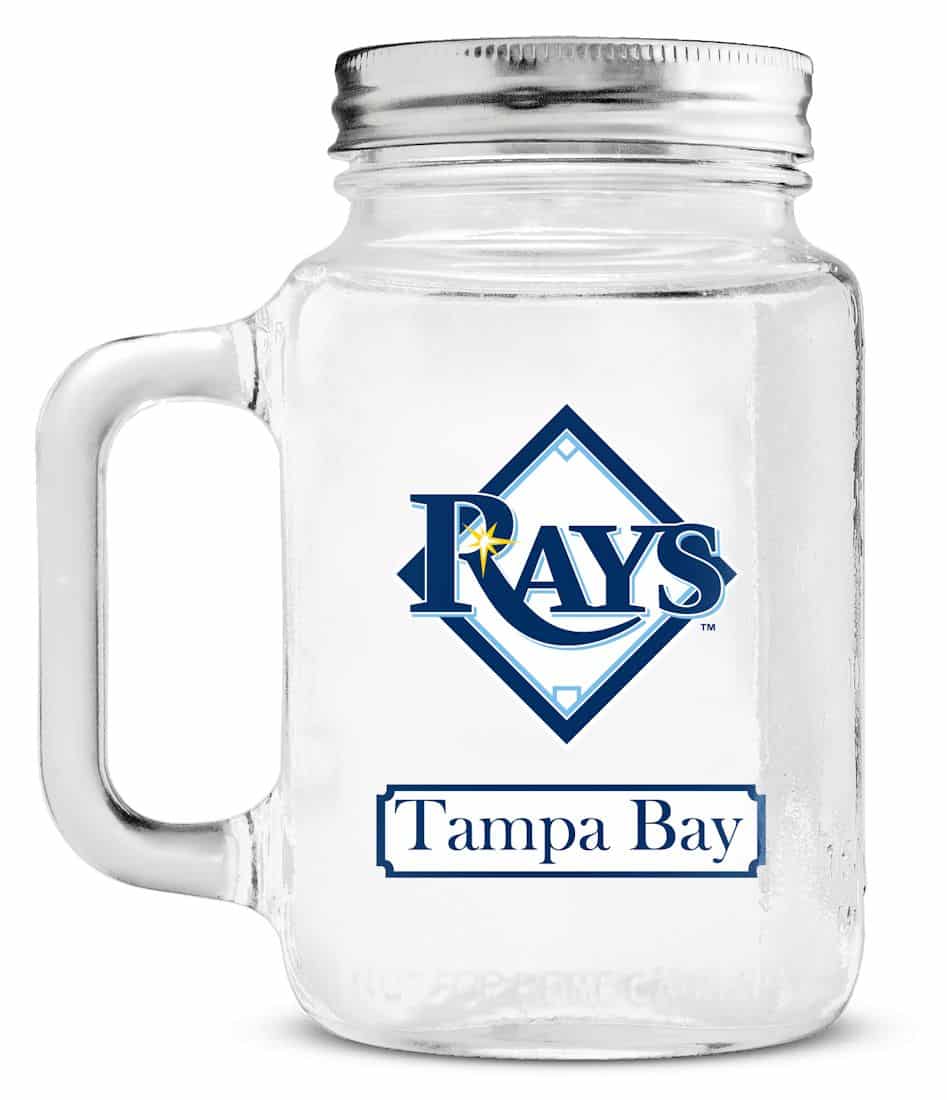 Tampa Bay Rays Mason Jar Glass With Lid