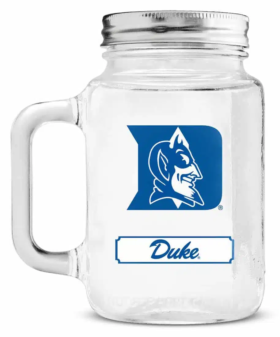Duke Blue Devils Mason Jar Glass With Lid