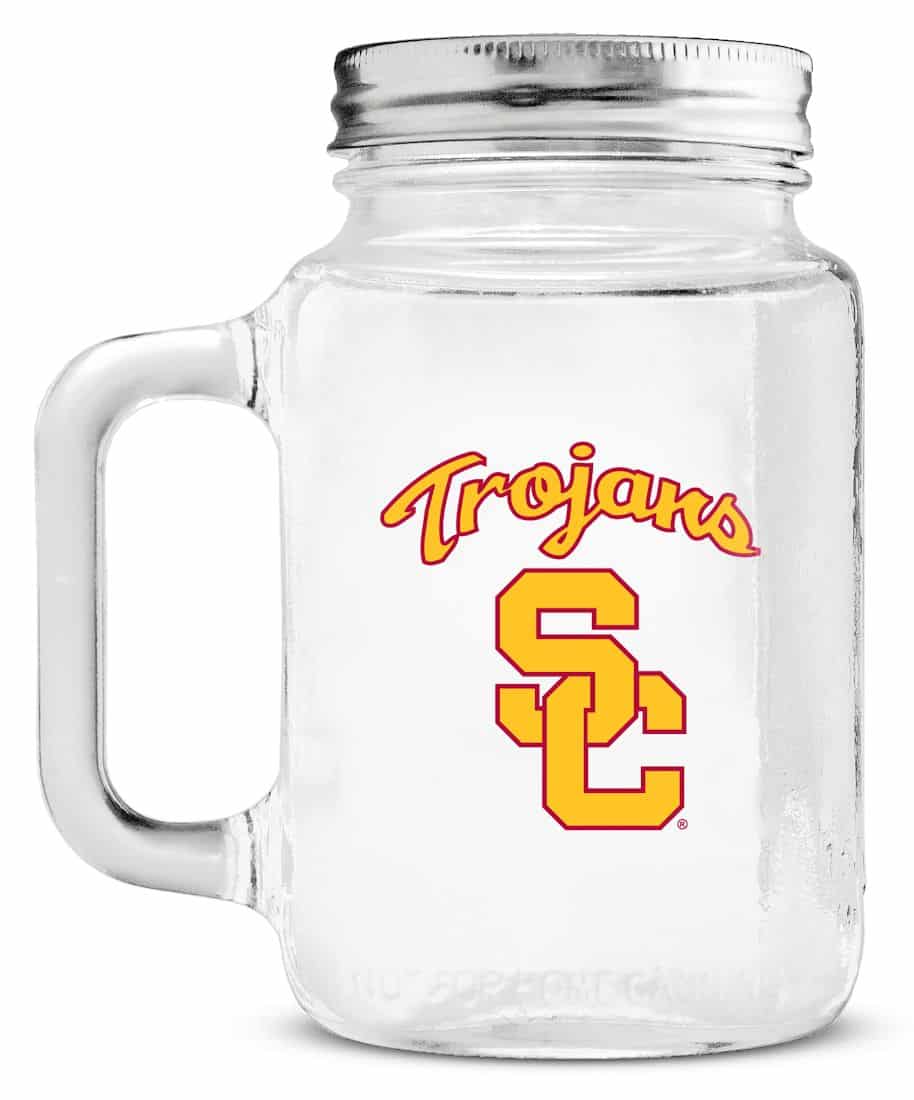 USC Trojans Mason Jar Glass With Lid