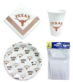 Texas Longhorns 96 Piece Plastic Dinnerware Set
