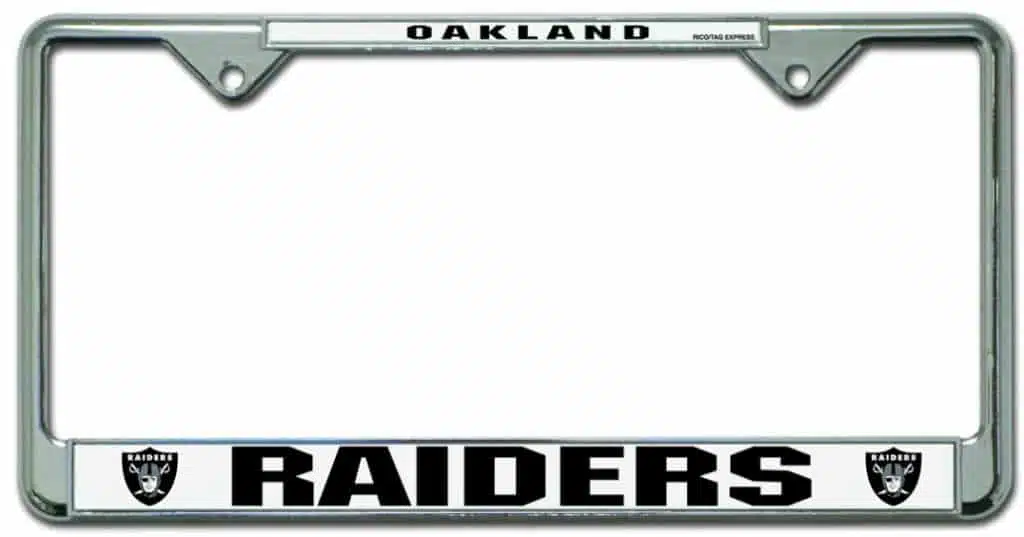 Oakland Raiders Silver Chrome License Plate Frame (Easy View)