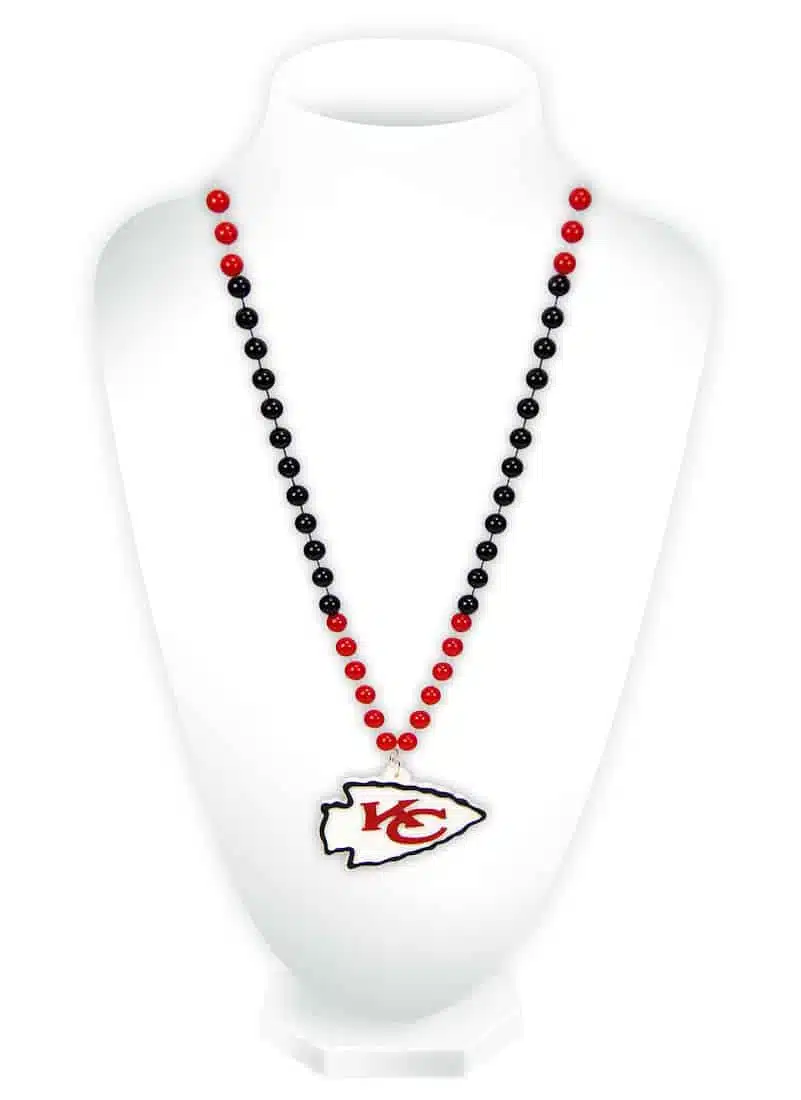 Kansas City Chiefs Mardi Gras Beads with Medallion