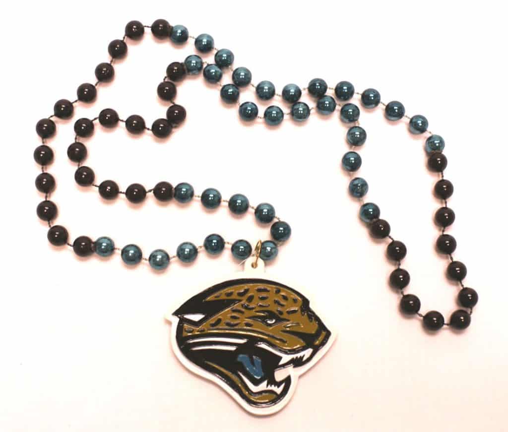 Jacksonville Jaguars Mardi Gras Beads with Medallion